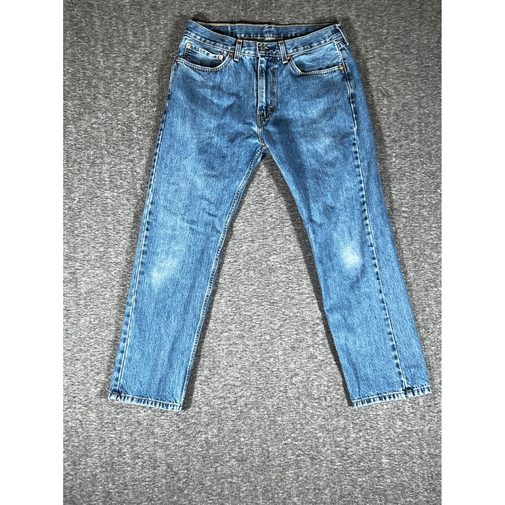 Levis 505 Regular Fit Straight Leg Jeans Mens 34x29 Medium Wash Blue Denim